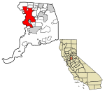 Sacramento County California Incorporated and Unincorporated areas Sacramento Highlighted